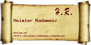 Heimler Radamesz névjegykártya